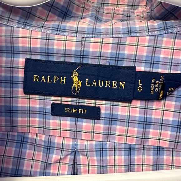Ralph Lauren Men's Pink and Blue Plaid Shirt - Picture 3 of 9